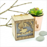 NZ Fantail on Manuka Branch LED Tealight Box - ShopNZ