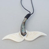 Maori Bone and Paua Whale Tail Necklace - ShopNZ