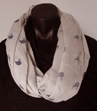 Grey Scarf with Denim Blue Kiwi Print - ShopNZ