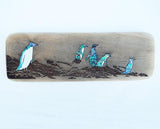 Recycled Wood Style Paua Shell Penguin Wall Art - ShopNZ