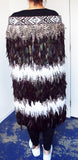 Maori Feather Korowai - Black Brown White and Jade - ShopNZ