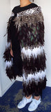 Maori Feather Korowai - Black Brown White and Jade - ShopNZ