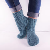 Duck Egg Blue Sheepskin and Merino Slipper Socks - ShopNZ