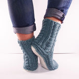 Duck Egg Blue Sheepskin and Merino Slipper Socks - ShopNZ