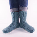 Duck Egg Blue Sheepskin and Merino Slipper Socks - ShopNZ