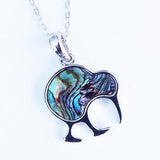 Silver and Paua Shell Filigree Kiwi Necklace - ShopNZ