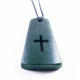 Genuine NZ Greenstone Drop Necklace with Cross - ShopNZ