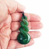 75mm Genuine NZ Greenstone Triple Twist Necklace - ShopNZ