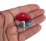 Paua and Enamel Pohutukawa Brooch - ShopNZ