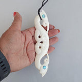 Maori Bone Double Twist Necklace with Paua Tail - ShopNZ