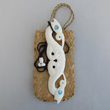 Maori Bone Double Twist Necklace with Paua Tail - ShopNZ