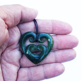 Genuine NZ Greenstone Koru Double Heart Necklace - ShopNZ