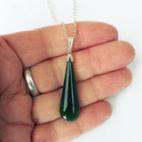 Silver and NZ Greenstone Drop Necklace - ShopNZ