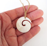 Maori Bone Open Koru Necklace with String Cord - ShopNZ