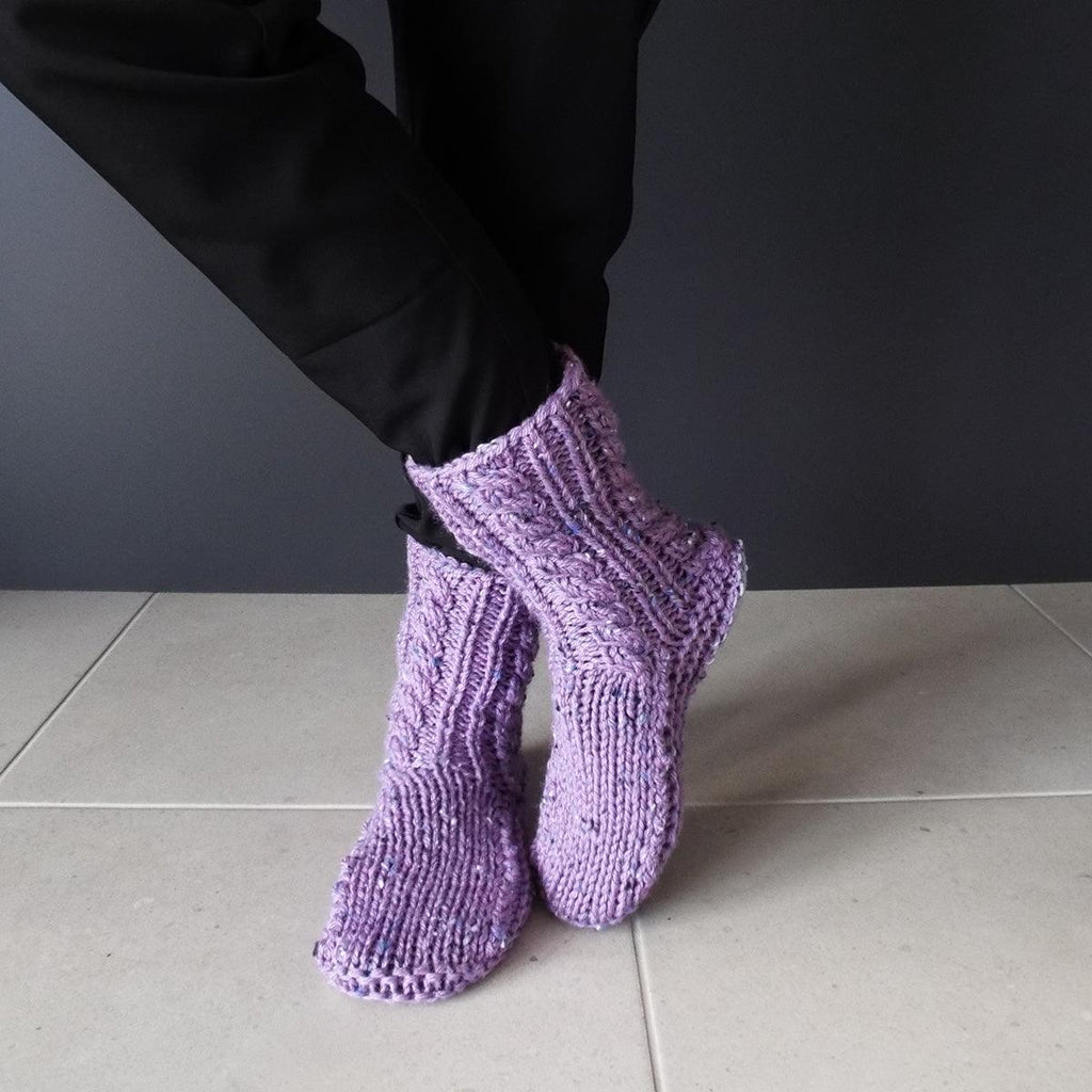 Purple NZ Sheepskin and Wool Slipper Socks - ShopNZ