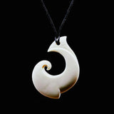 Maori Made Bone Hook Koru Necklace 2 sided - ShopNZ