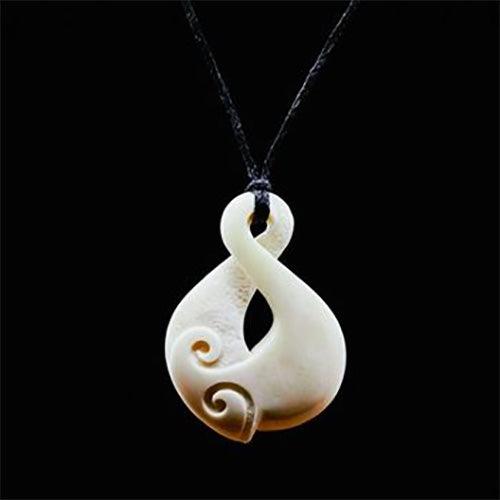 Maori Made Bone Love Twist Necklace 2-sided - ShopNZ