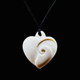 Maori Made Bone Love Heart Necklace - ShopNZ