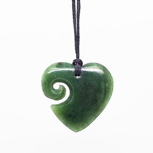Genuine NZ Greenstone Heart with Koru Necklace - ShopNZ