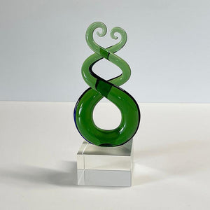 15cm Glass Maori Twist and Koru Ornament or Trophy - ShopNZ