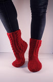 Cosy Red Sheepskin and Wool Slipper Socks - ShopNZ