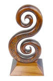 Large NZ Maori Carved Wooden Double Koru Trophy - ShopNZ