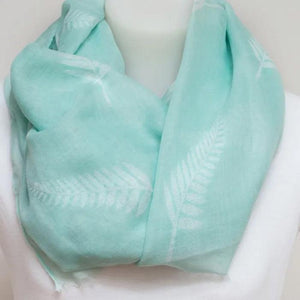 Soft Aqua NZ Silver Fern Scarf - ShopNZ