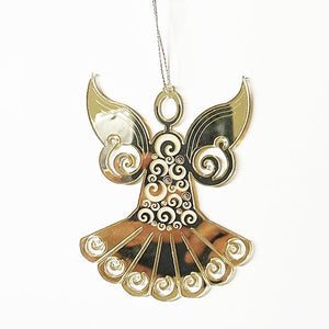 Pretty Mirror Gold Koru Angel Christmas Ornament - ShopNZ