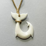 Maori Bone Hook Necklace with Whale Tail