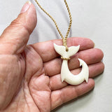 Maori Bone Hook Necklace with Whale Tail - ShopNZ