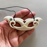 10cm Maori Bone Manaia Breastplate Necklace - ShopNZ