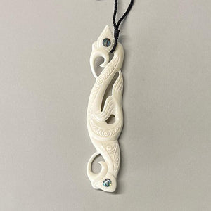 Large Maori Bone Manaia Whale Tail Necklace