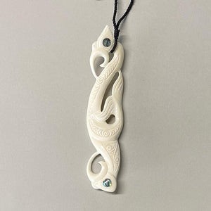 Large Maori Bone Manaia Whale Tail Necklace - ShopNZ