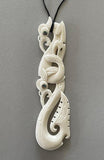 Intricately Carved 12.5cm Maori Bone Manaia Necklace - ShopNZ