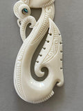 Intricately Carved 12.5cm Maori Bone Manaia Necklace - ShopNZ