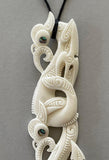 Intricately Carved 12.5cm Maori Bone Manaia Necklace - ShopNZ