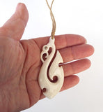 Maori Bone Manaia Necklace With String Cord - ShopNZ