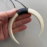 Carved Koru Pig Tusk Necklace - ShopNZ