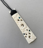 Maori Long Bone Double Manaia Toki Necklace - ShopNZ