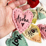 Youth-Made Recycled Blanket Heart Xmas Ornaments