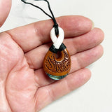 Maori Bone and Wood Love Twist Necklace with Paua Shell - ShopNZ