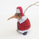 Cute Brush Kiwi Bird Santa Claus Xmas Ornament