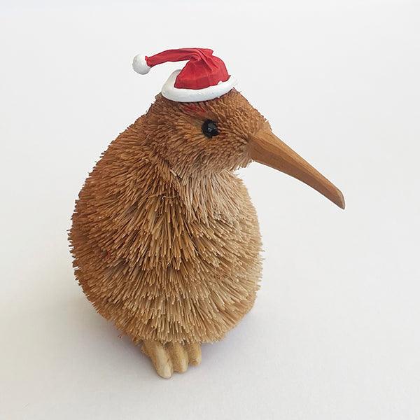 Cute Brush Kiwi Bird  Santa Hat Christmas Ornament