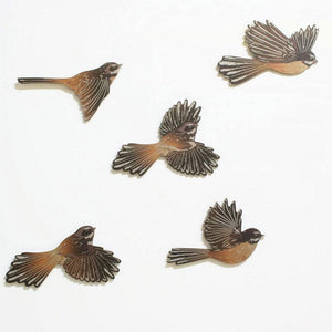 Set of 5 Coloured Flying Fantails Wall Art - ShopNZ