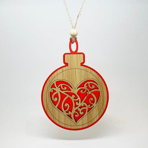 Pretty Maori Koru Heart NZ Made Christmas Ornament - ShopNZ