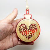 Pretty Maori Koru Heart NZ Made Christmas Ornament - ShopNZ