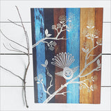 NZ Fantail Rustic Art Panel - ShopNZ