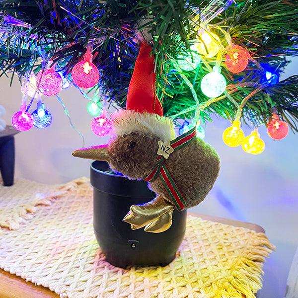 Furry Kiwi Bird Santa Christmas Decoration
