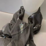 Charcoal Grey Scarf with Sparkly Silver Ferns