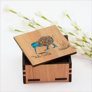 Pretty Wood and Paua Shell Kiwi Trinket Box - ShopNZ